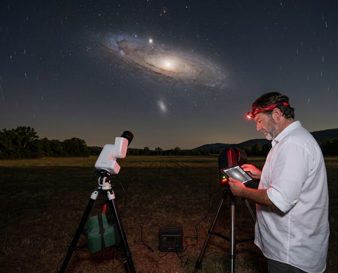 Me in the field with my gear - another sleepless night